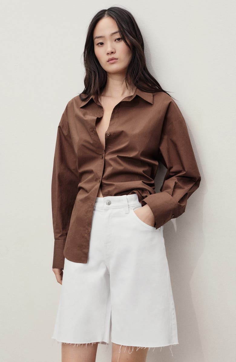 MANGO Frayed Denim Bermuda Shorts, Alternate, color, White