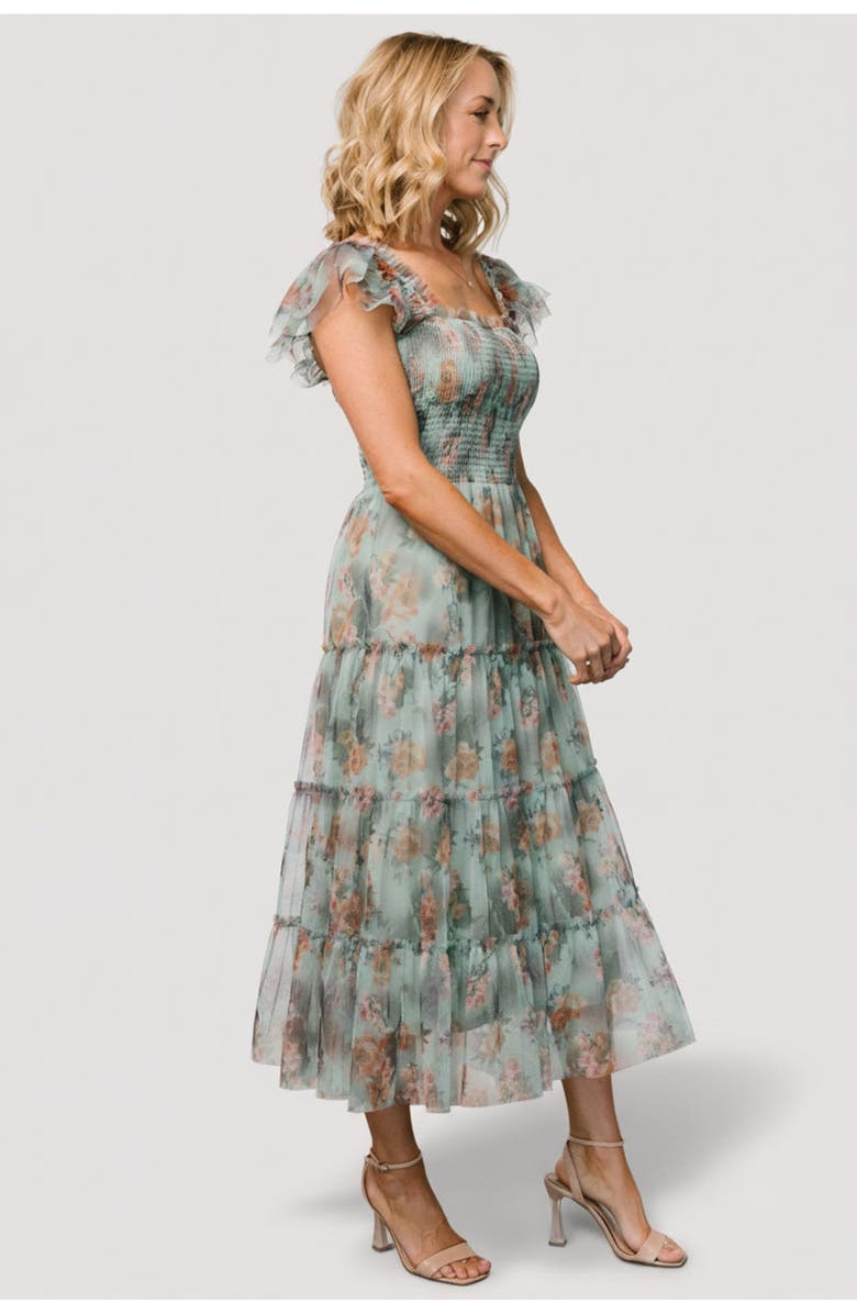 Baltic Børn Clementine Tulle Midi Dress, Alternate, color, Sage Multi Floral