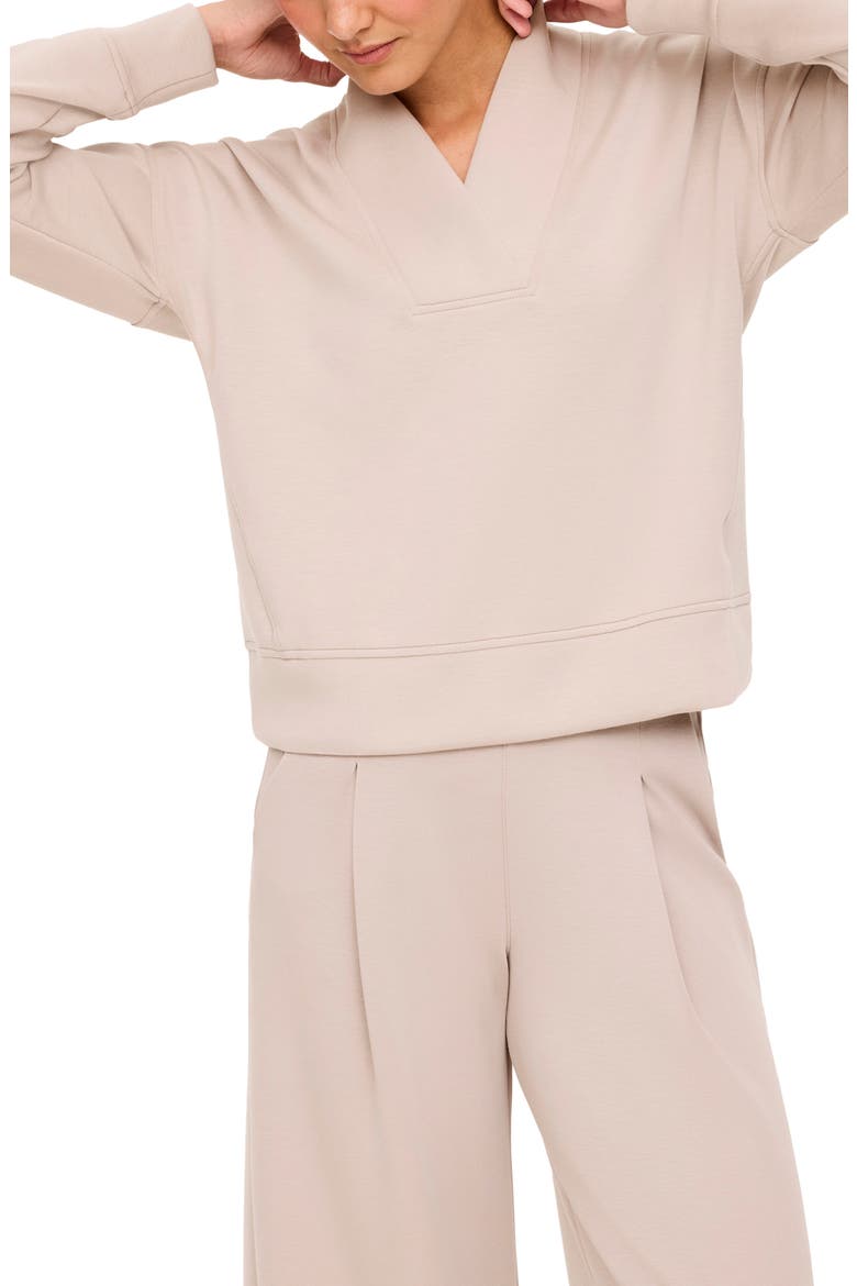 Air Essentials V-Neck Long Sleeve Sweatshirt, Alternate, color, MUSHROOM