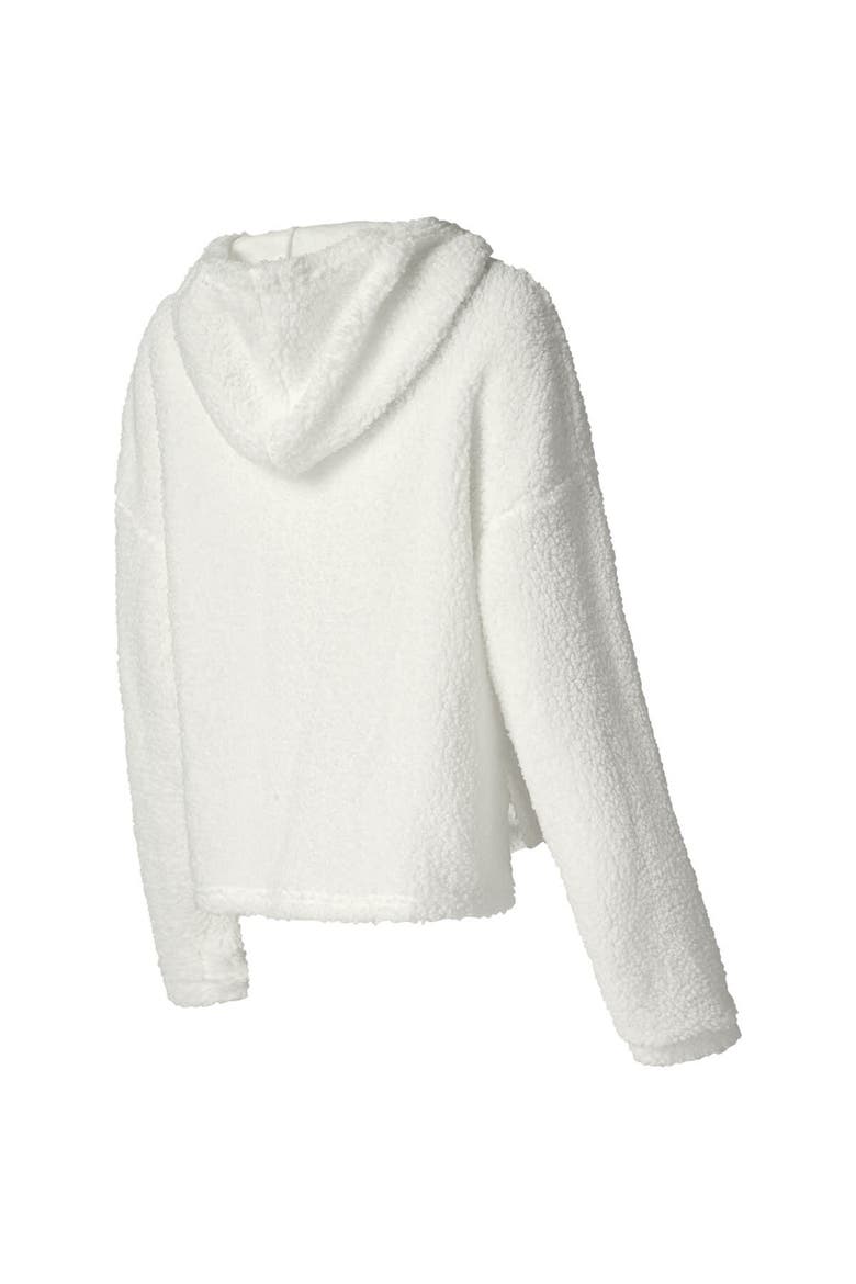Women's College Concepts Cream Miami Heat Fluffy Long Sleeve Hoodie T-Shirt & Shorts Sleep Set, Alternate, color, White