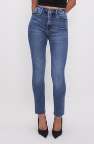 Good American Good Legs Raw Hem Cigarette Jeans