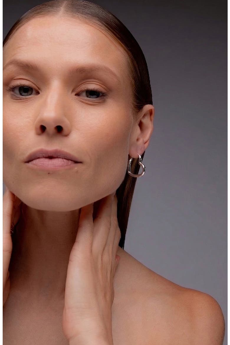 Curved Mini Hoop Earrings, Alternate, color, Silver