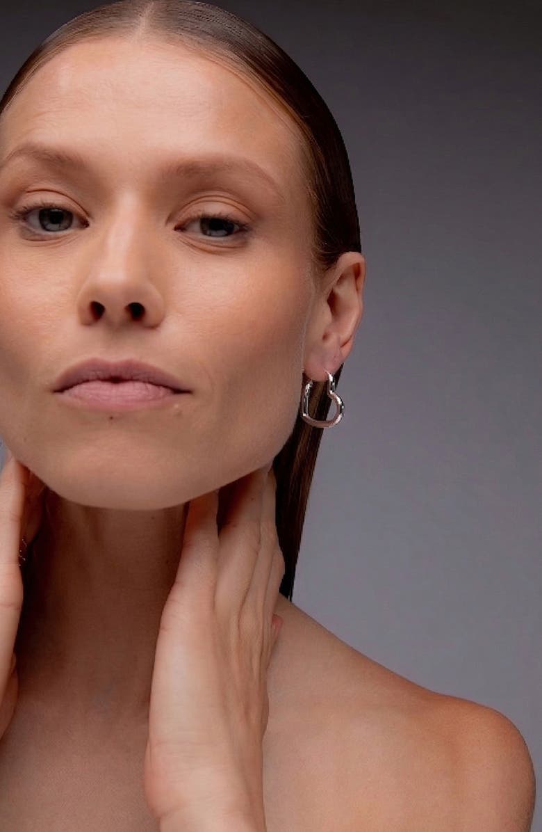 YOJ Curved Mini Hoop Earrings, Alternate, color, Silver