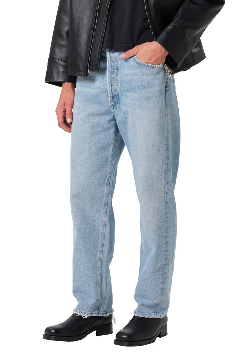 '90s Mid Rise Relaxed Straight Leg Jeans, Main, color, FORCE VINT MARBLED IND