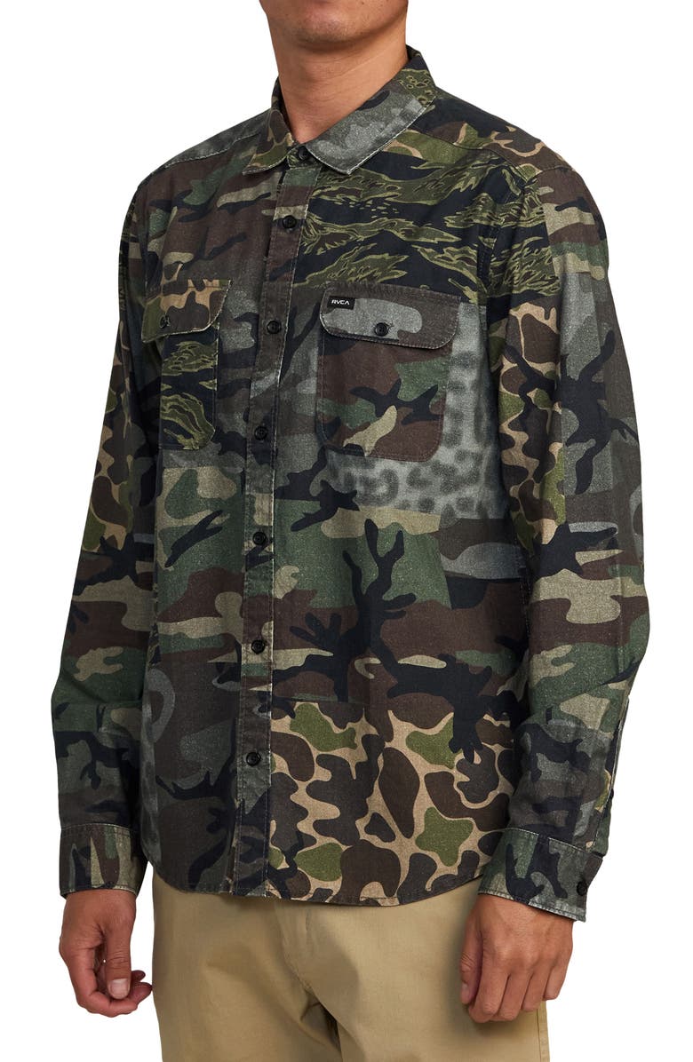 RVCA Panhandle Plaid Long Sleeve Button-Up Shirt, Alternate, color, 