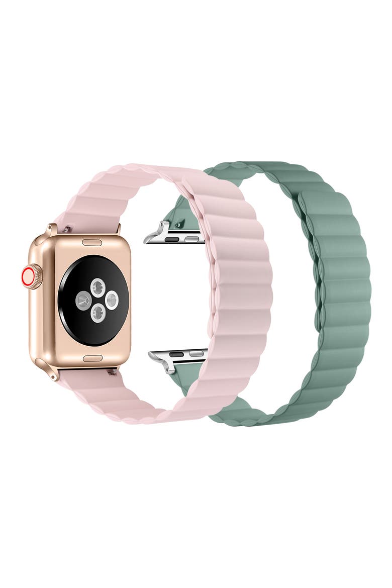 2-Pack Assorted Magnetic Silicone Apple Watch® Watchbands, Alternate, color, PINK ASSORTED