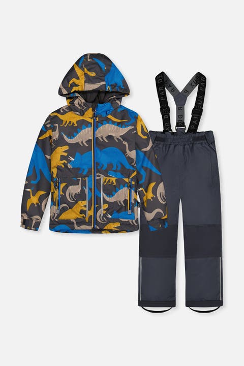 Dinosaur Chill Lightweight Jacket & Foot Strap Pants Two Piece Snowsuit
