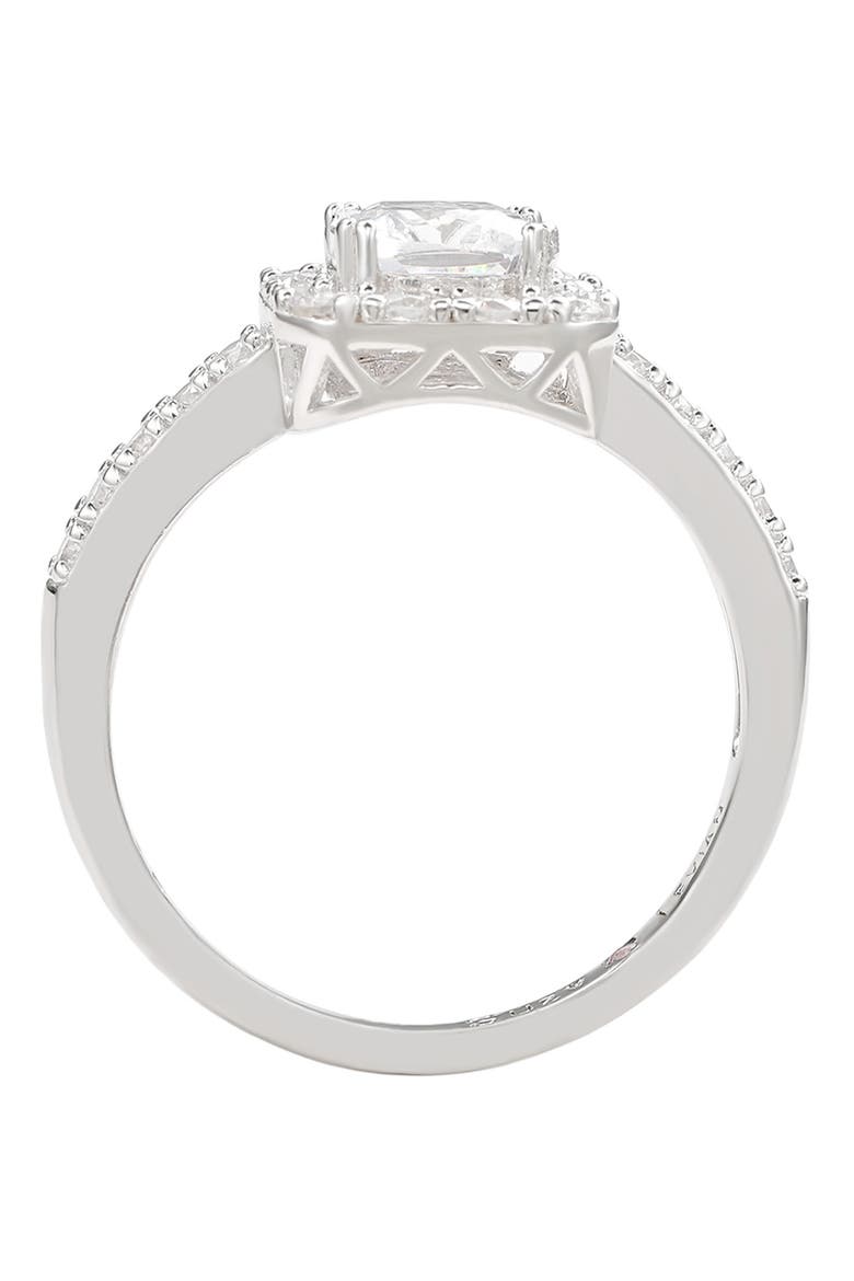 Sterling Silver CZ Halo Engagement Ring, Alternate, color, WHITE
