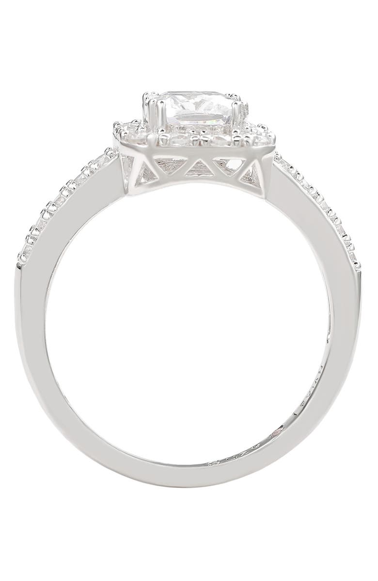 SUZY LEVIAN Sterling Silver CZ Halo Engagement Ring, Alternate, color, White
