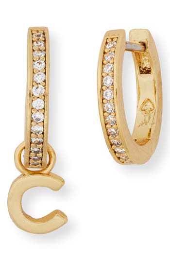 Kate Spade New York Cubic Zirconia Pavé Initial Huggie Earrings