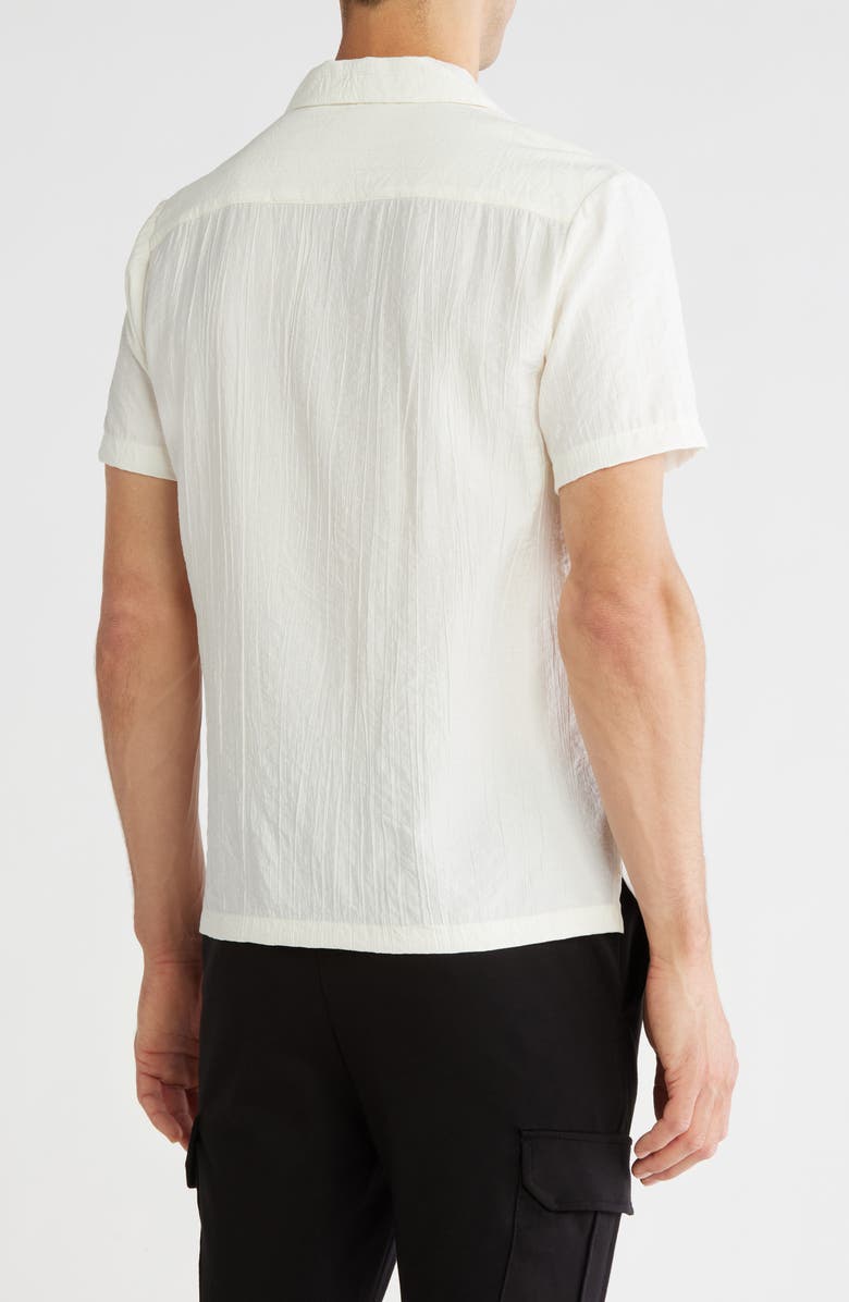 DENIM AND FLOWER Crinkled Textured Short Sleeve Shirt, Alternate, color, White