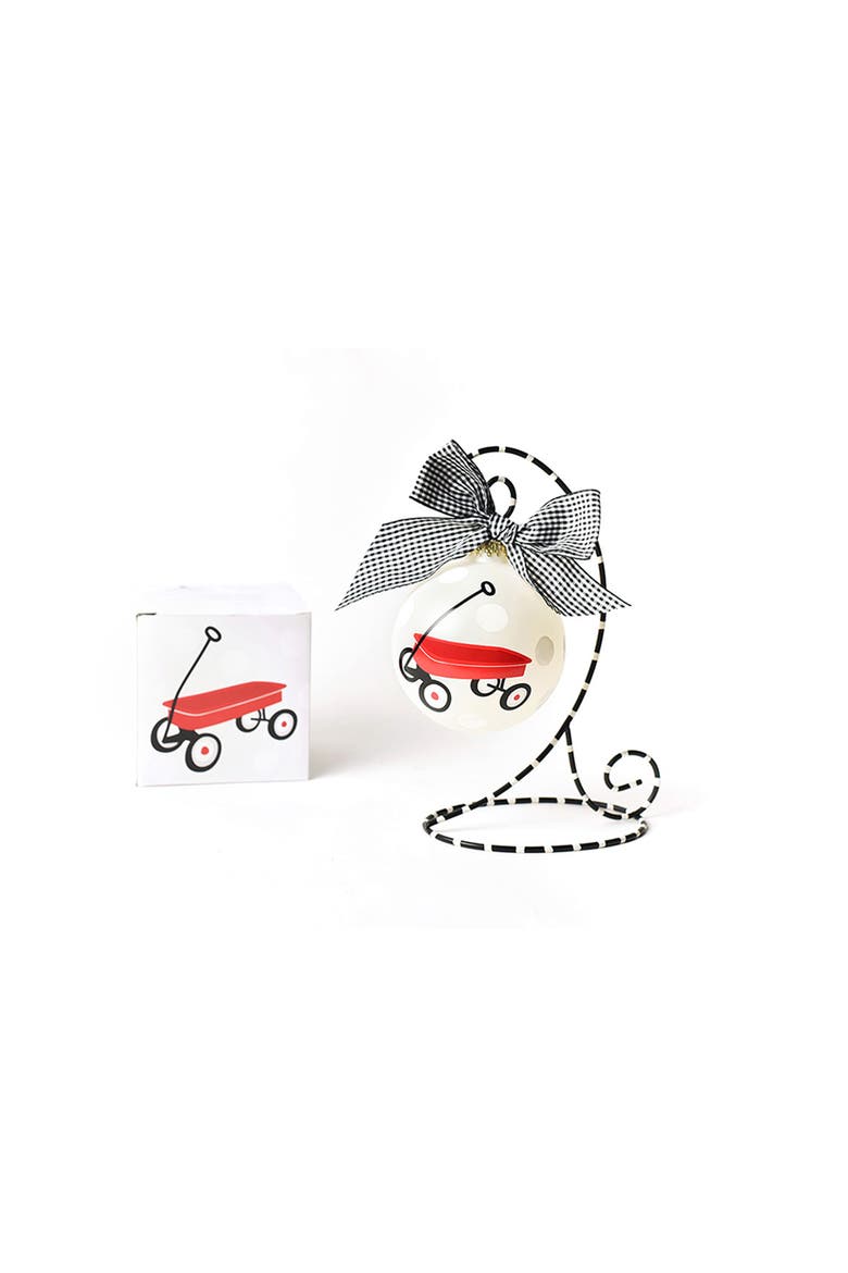 2019 St Jude Red Wagon Glass Ornament with Stand, Main, color, White