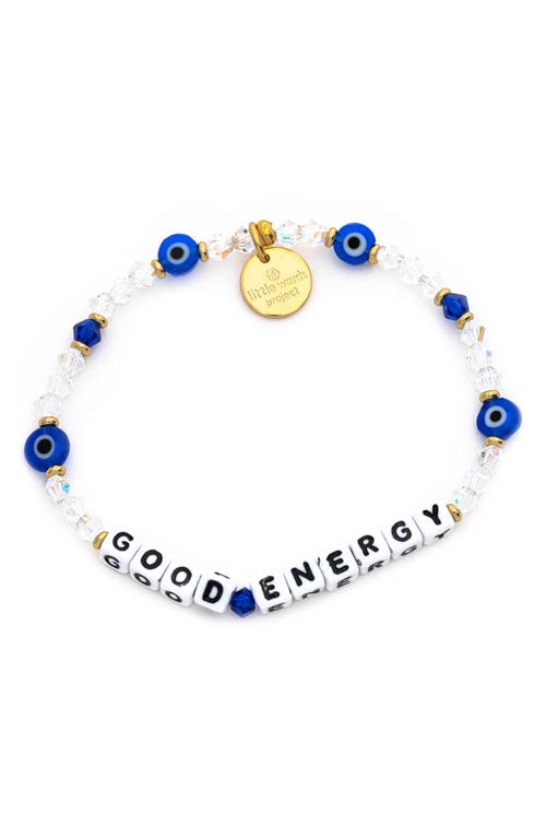 Little Words Project Good Energy Beaded Stretch Bracelet in White Multi 