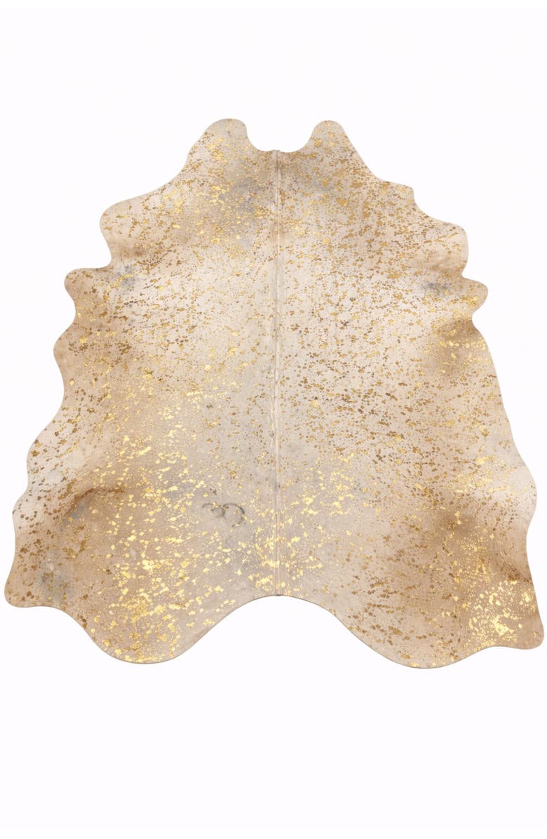 Rhacam Eco Hides RH Rugs Luma Metallic Gold Cowhide Rug 9'0" × 6'7", Main, color, Metallic Gold