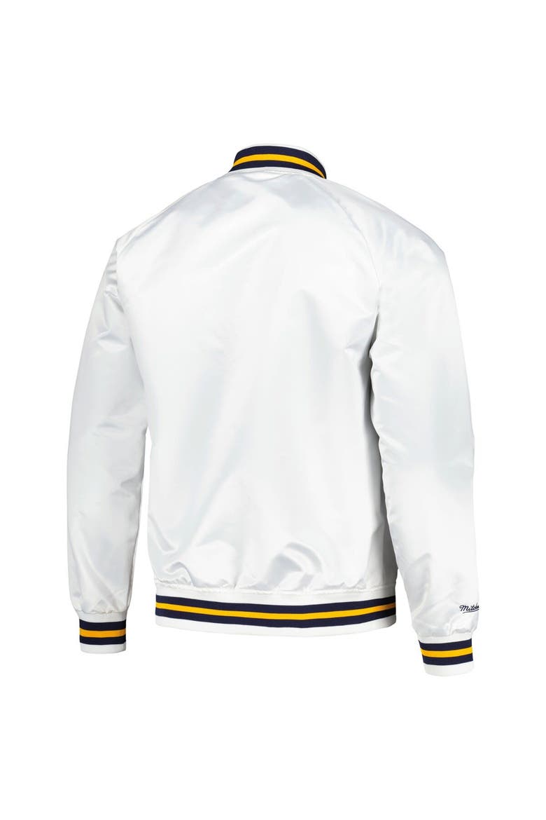 Men's Mitchell & Ness White Golden State Warriors Hardwood Classics  Throwback Wordmark Raglan Full-Snap Jacket, Alternate, color, White
