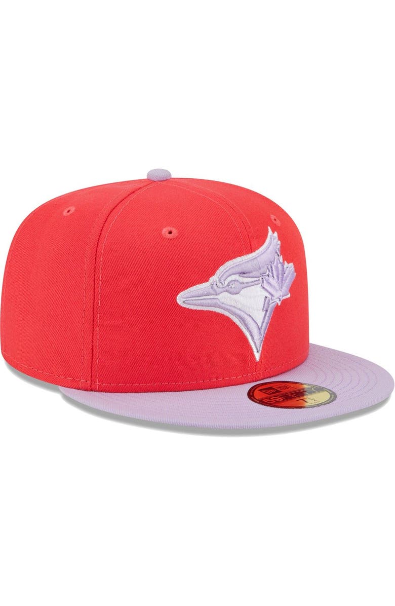 New Era Men's New Era Red/Lavender Toronto Blue Jays Spring Color Two-Tone 59FIFTY Fitted Hat, Alternate, color, 