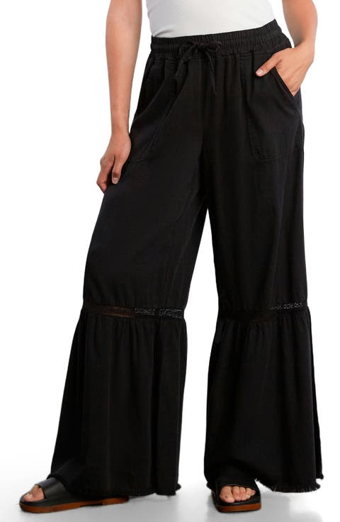 Drawstring Waist Tiered Denim Pants