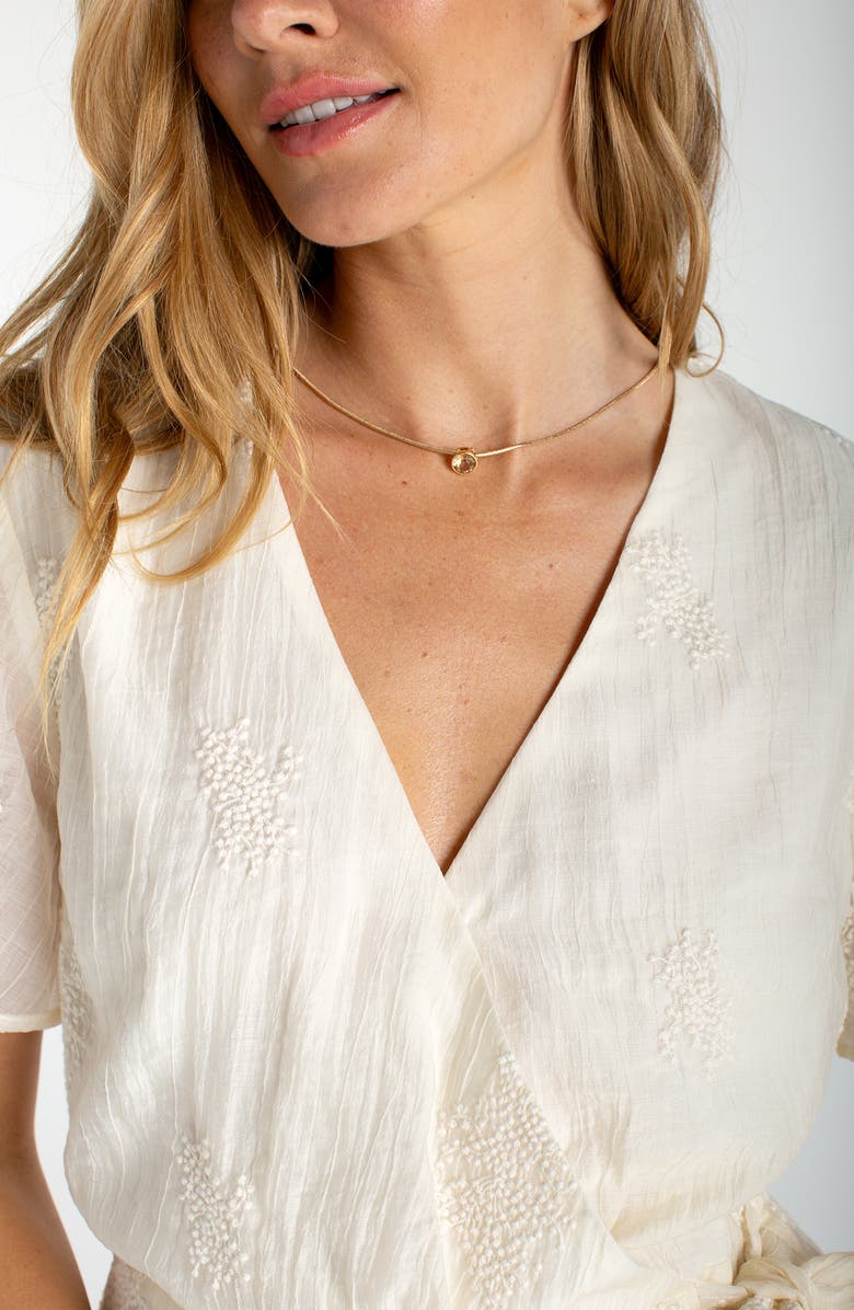 Liverpool Los Angeles Embroidered Wrap Top, Alternate, color, 