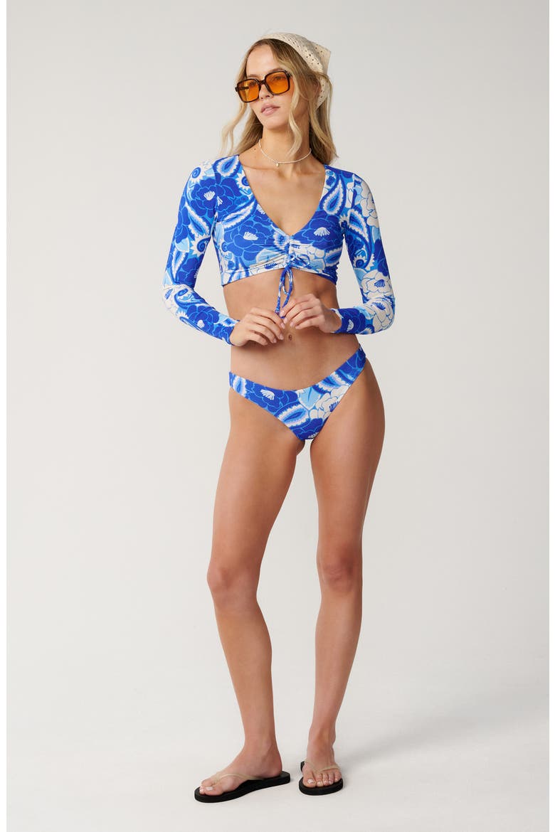 Groove Crop Long Sleeve Rashguard, Alternate, color, TROPICAL GROOVE