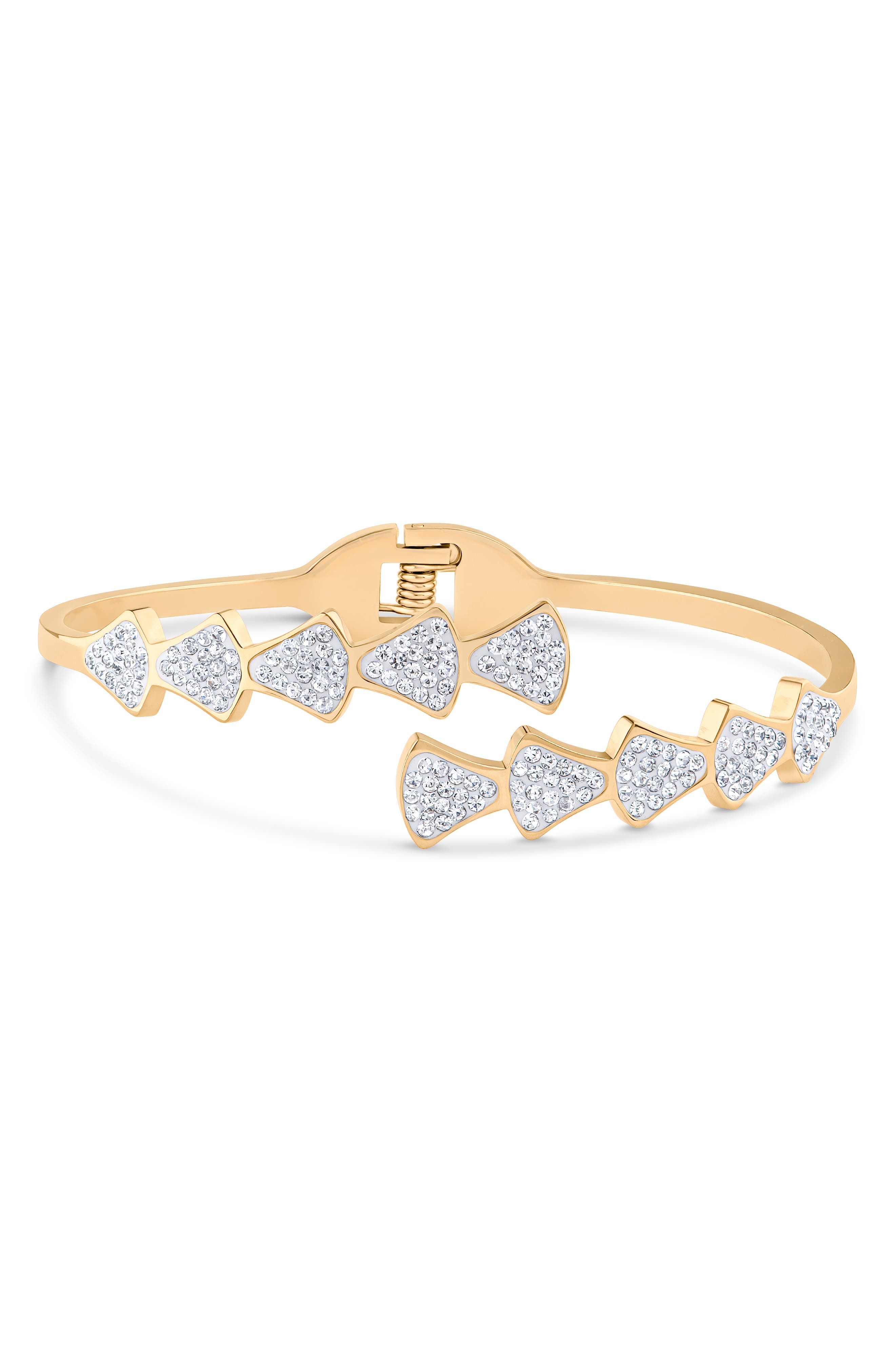 Pave Cubic Zirconia Geometric Hinge Bangle