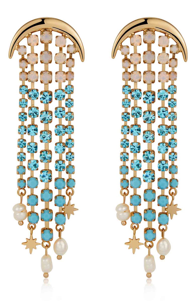 Ettika Galaxy Fringe Freshwater Pearl Earrings, Main, color, 