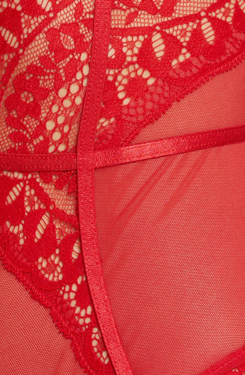 Hunkemöller Kiki Strappy Lace & Mesh Bodysuit, Alternate, color, 