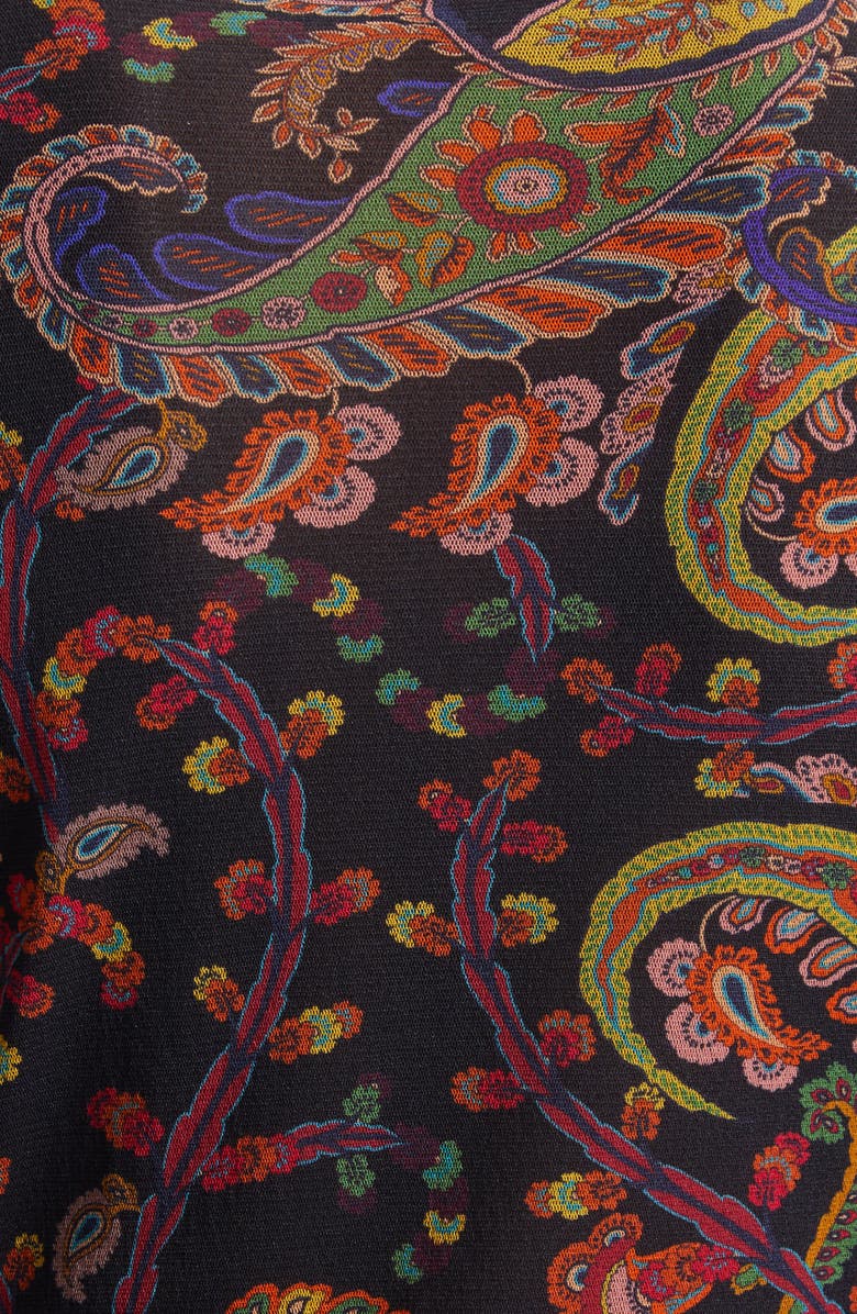 Etro Paisley Fitted Mesh Top, Alternate, color, Print On Blue Base