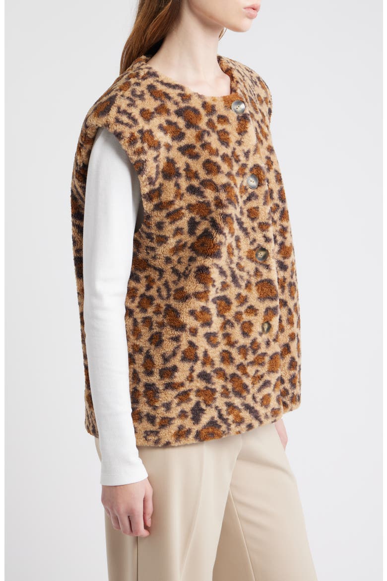 Sandy Leopard Faux Shearling Vest, Alternate, color, COCOA LEOPARD