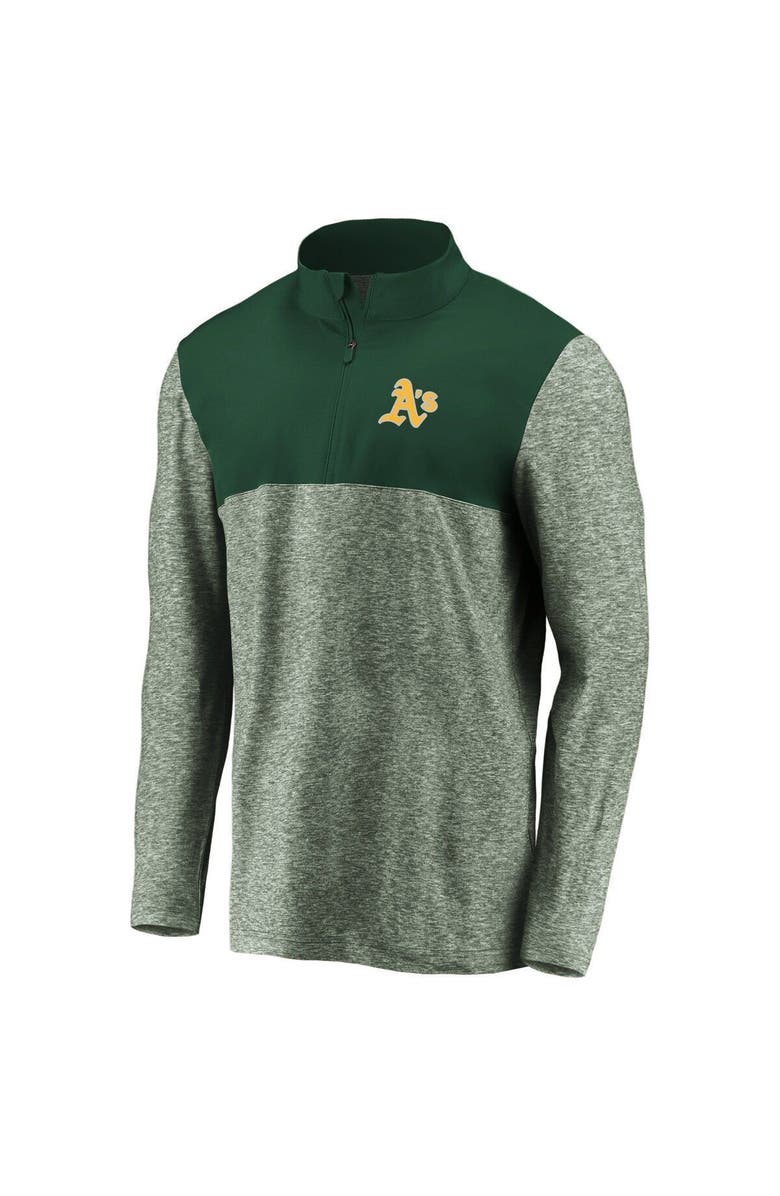 FANATICS Men's Fanatics Branded Green Oakland Athletics Iconic Marble Clutch Half-Zip Jacket, Alternate, color,