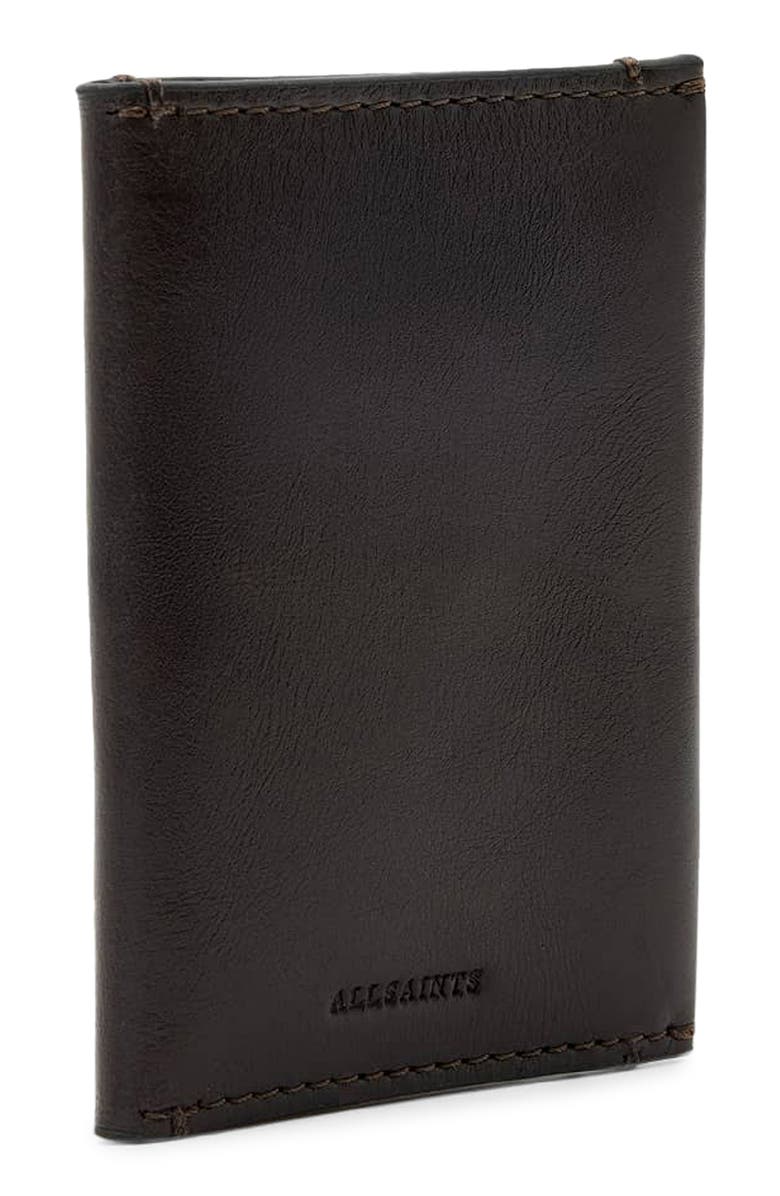 AllSaints Leather Bifold Wallet, Alternate, color, Bitter Brown