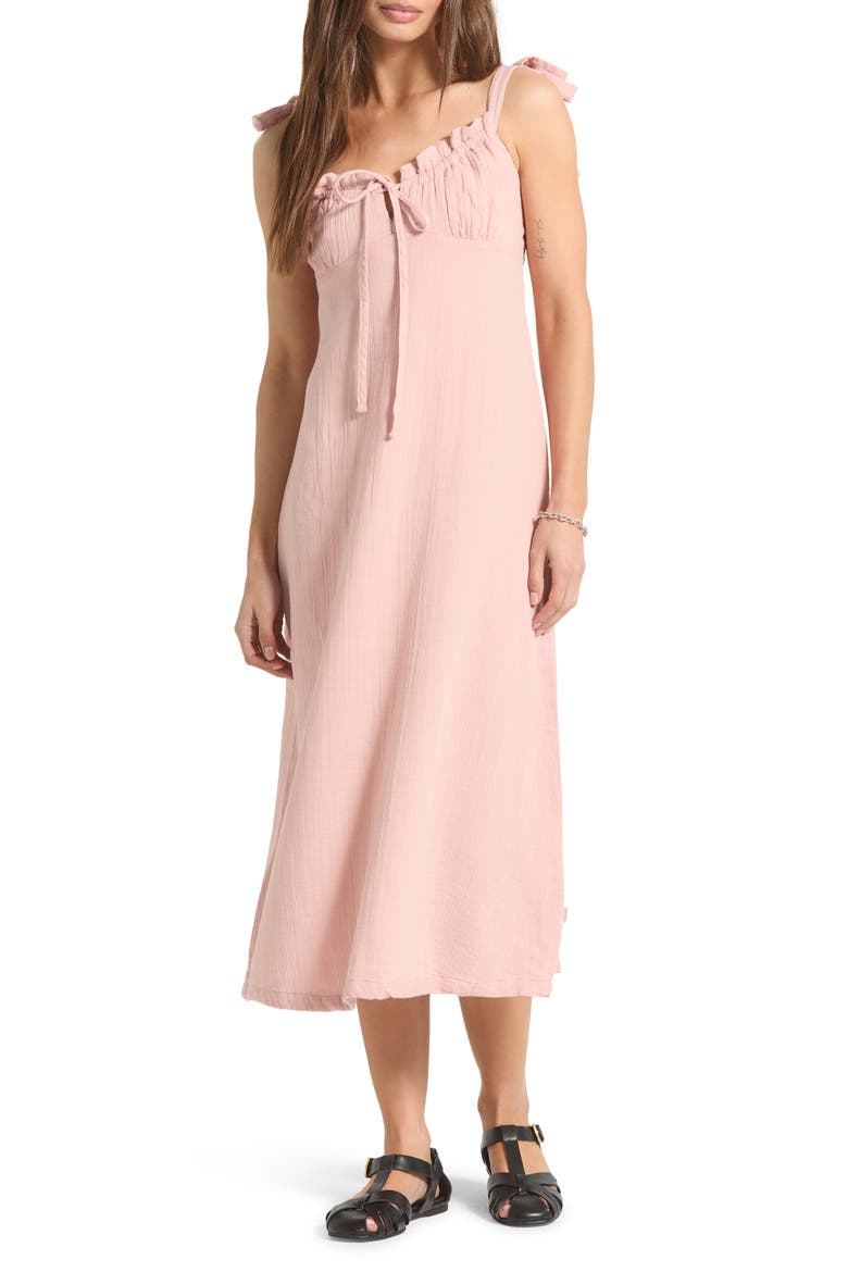 The Tie Strap Sleeveless Midi Dress, Main, color, SILVER PINK