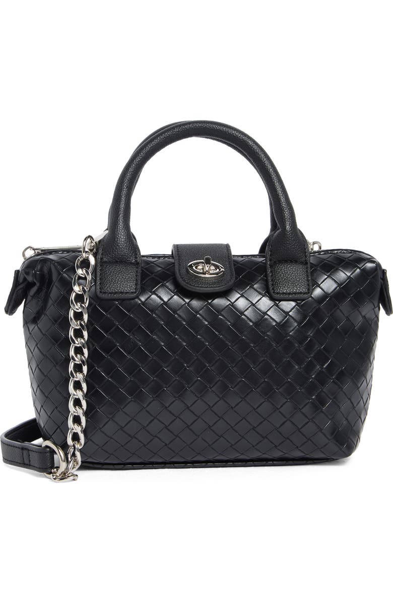 Madden Girl Mini Woven Tote, Main, color, Black