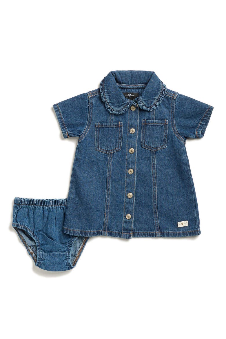 Denim Dress & Bloomers, Main, color, VINTAGE DARK