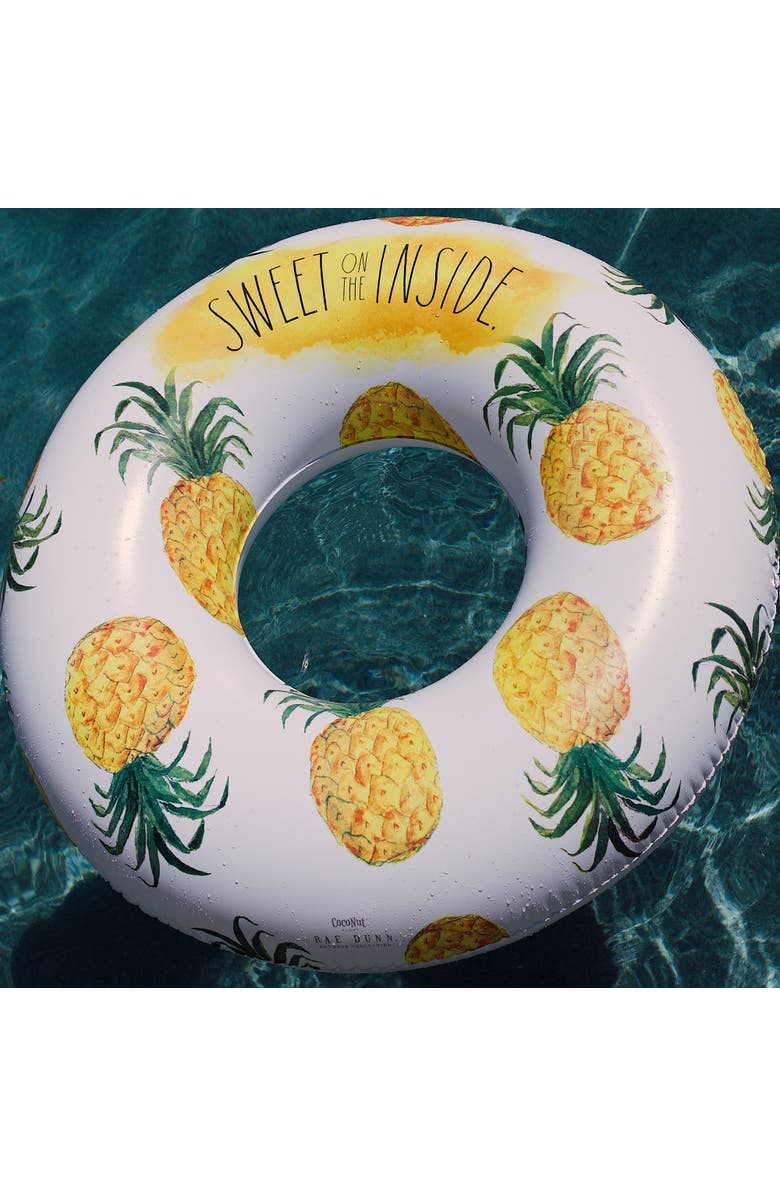 Rae Dunn Sweet On The Inside 48 Inch Ring Float Pineapple Inflatable Jumbo Tube, Alternate, color, Multicolored