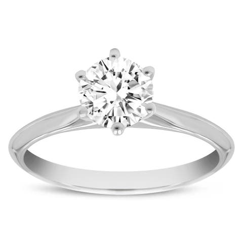 Clara 14K White Gold Round Lab Grown Diamond Solitaire Engagement Ring - 0.75 ctw