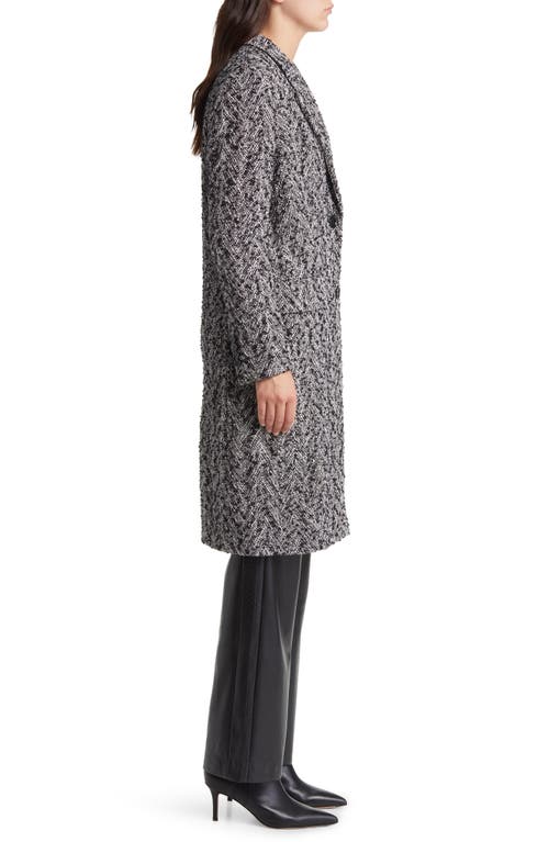 Hugo Boss Boss Catara Chevron Tweed Coat In Gray