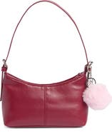 Madden Girl Faux Leather Shoulder Bag with Faux Fur Charm