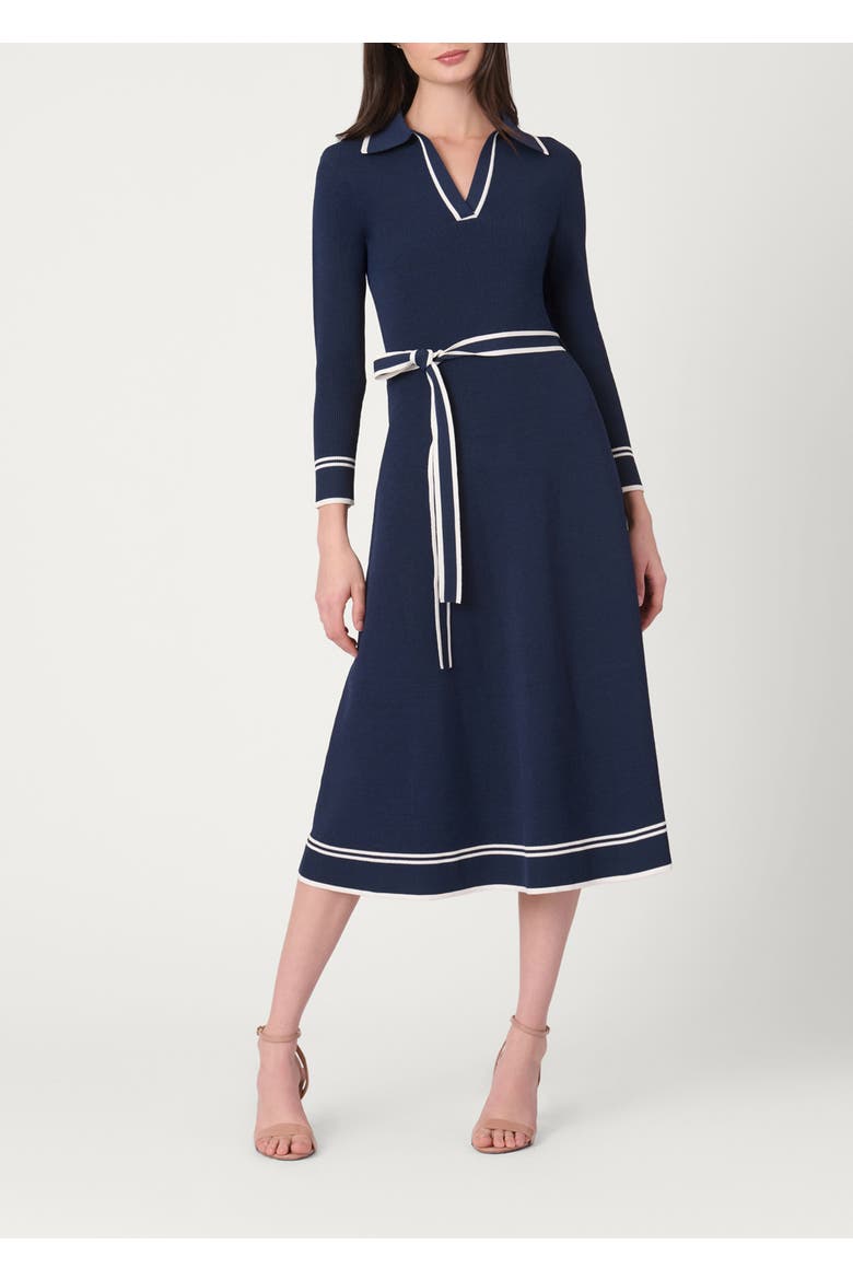 Contrast Border Knit Malia Dress, Main, color, Navy/Ivory