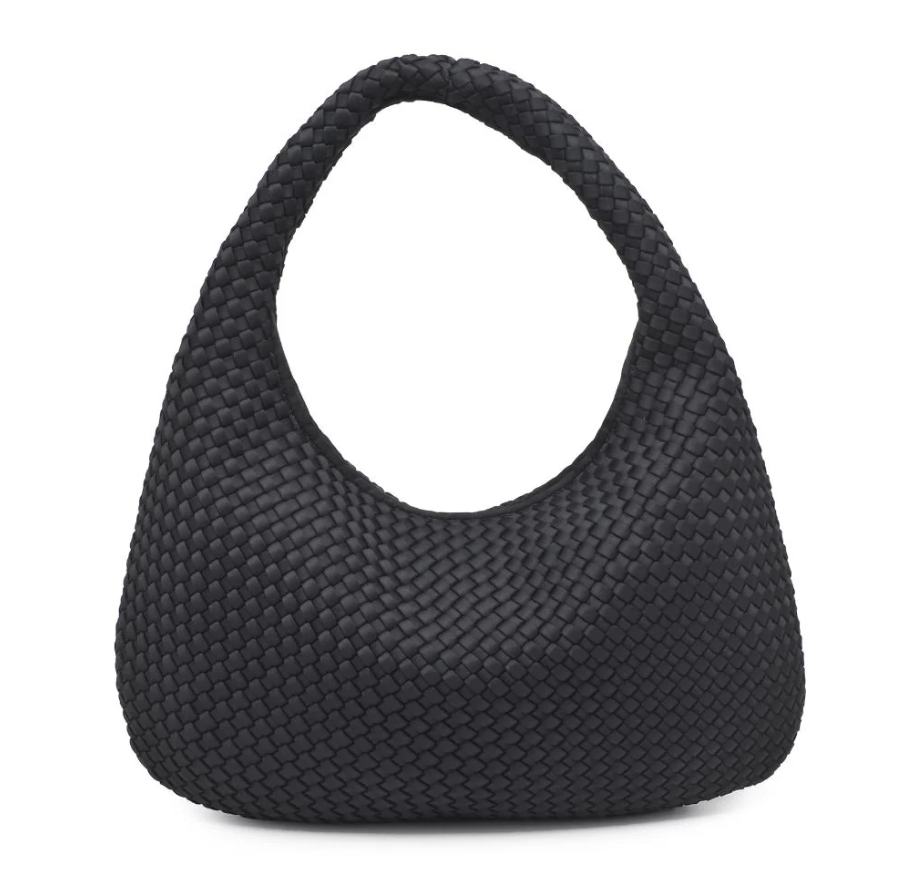 Sol and Selene Dare to Dream - Large Woven Neoprene Hobo Bag, Main, color, Black