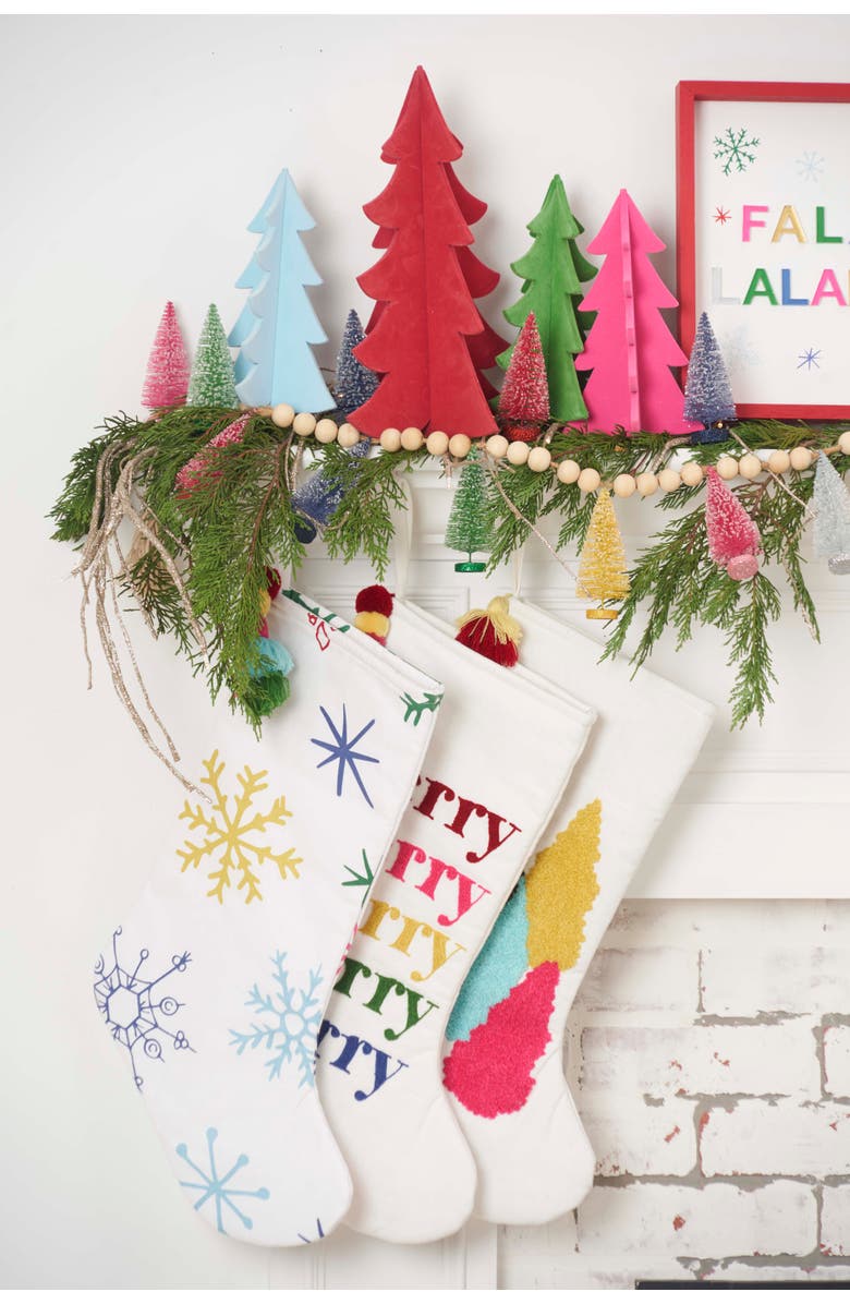 carol & frank Colorful Snowflake Hanging Christmas Stocking 20", Alternate, color, White