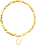 Adornia Faux Pearl Initial Charm Beaded Bracelet