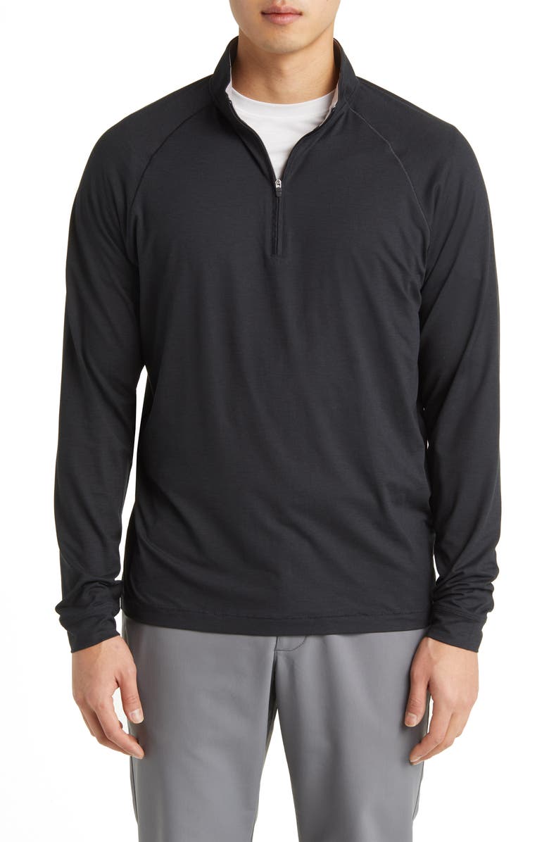 johnnie-O Freeborne PREP-FORMANCE Quarter Zip Pullover, Main, color, Black