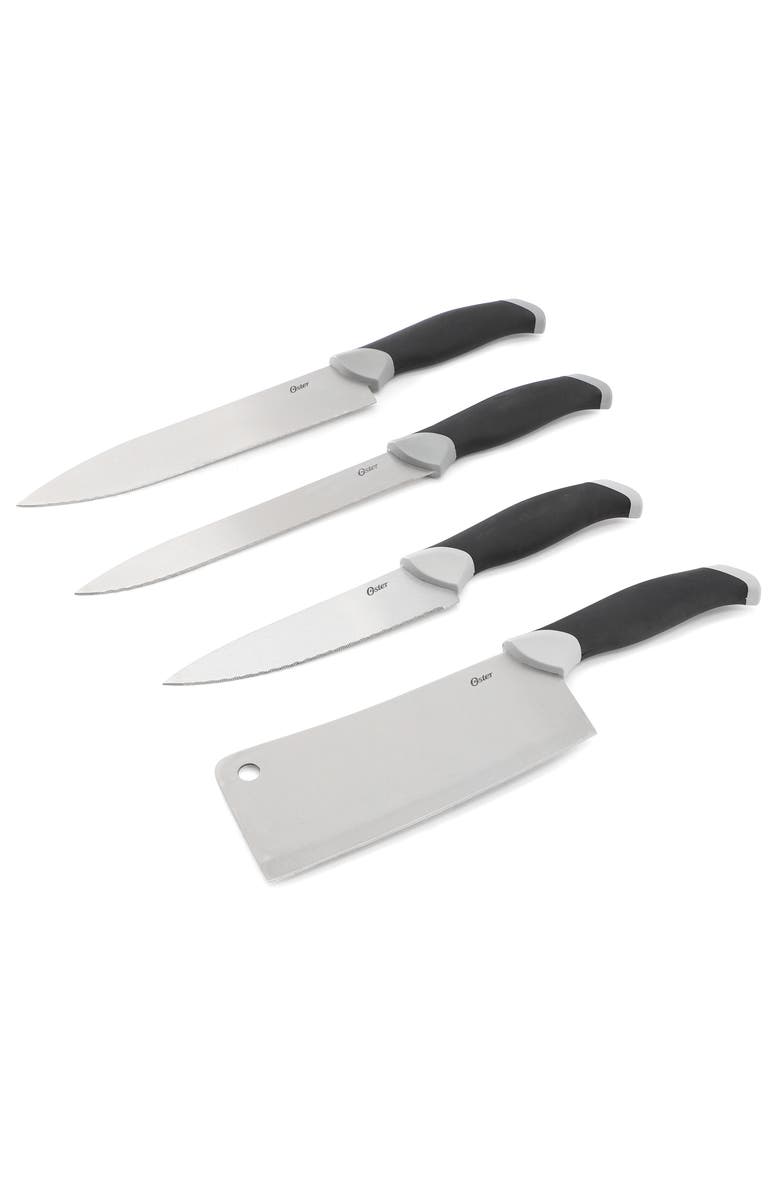 OSTER Lindbergh 22 Piece Stainless Steel Cutlery Set with Storage Block, Alternate, color, Black