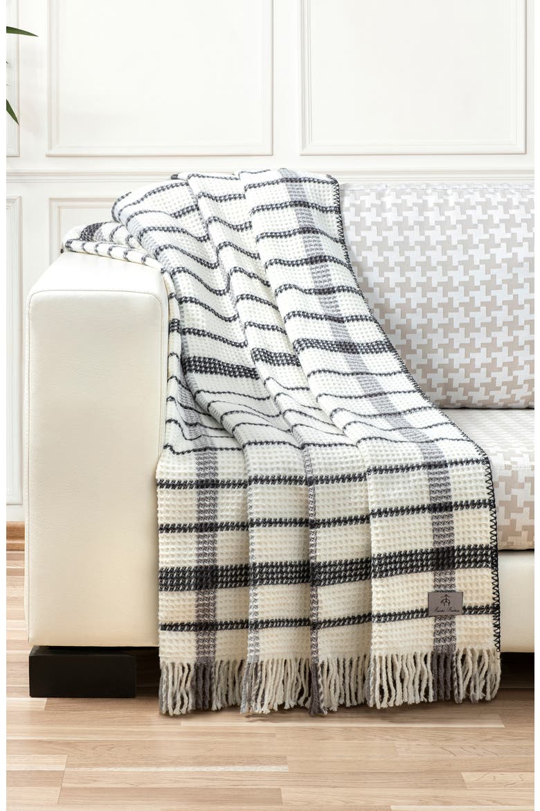 Waffle Knit Throw Blanket, Alternate, color, WHITE