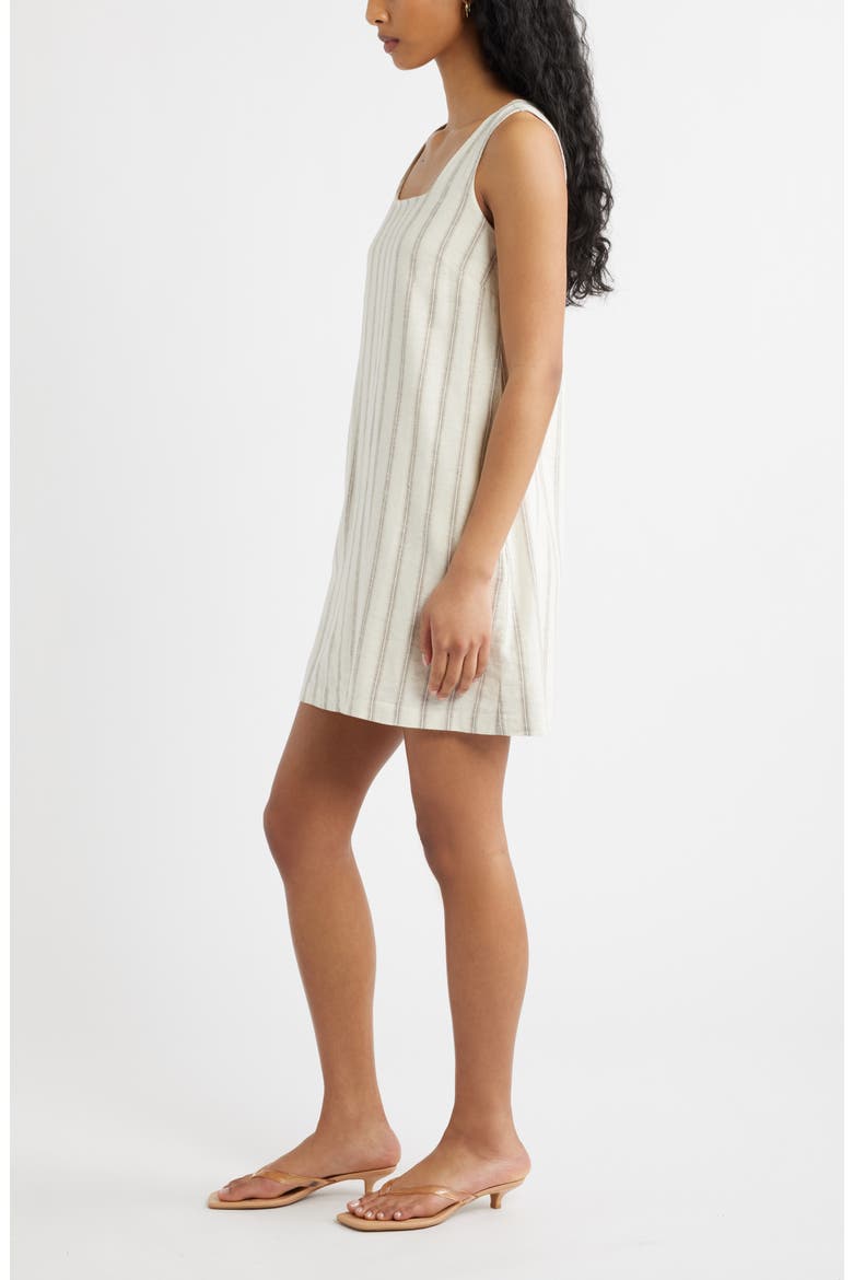 Linen Blend Shift Dress, Alternate, color, BEIGE CABANA STRIPE