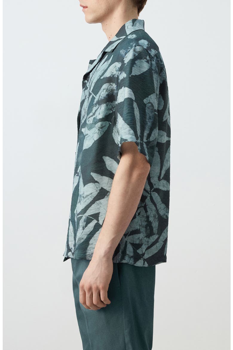 Tropical Print Camp Shirt, Alternate, color, EMERALD GREEN