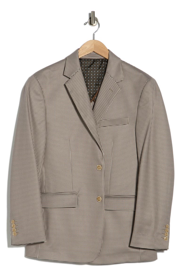 Slim Fit Plaid Stretch Knit Sport Coat, Alternate, color, BROWN