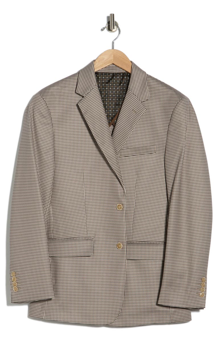 Duchamp Slim Fit Plaid Stretch Knit Sport Coat, Alternate, color, Brown