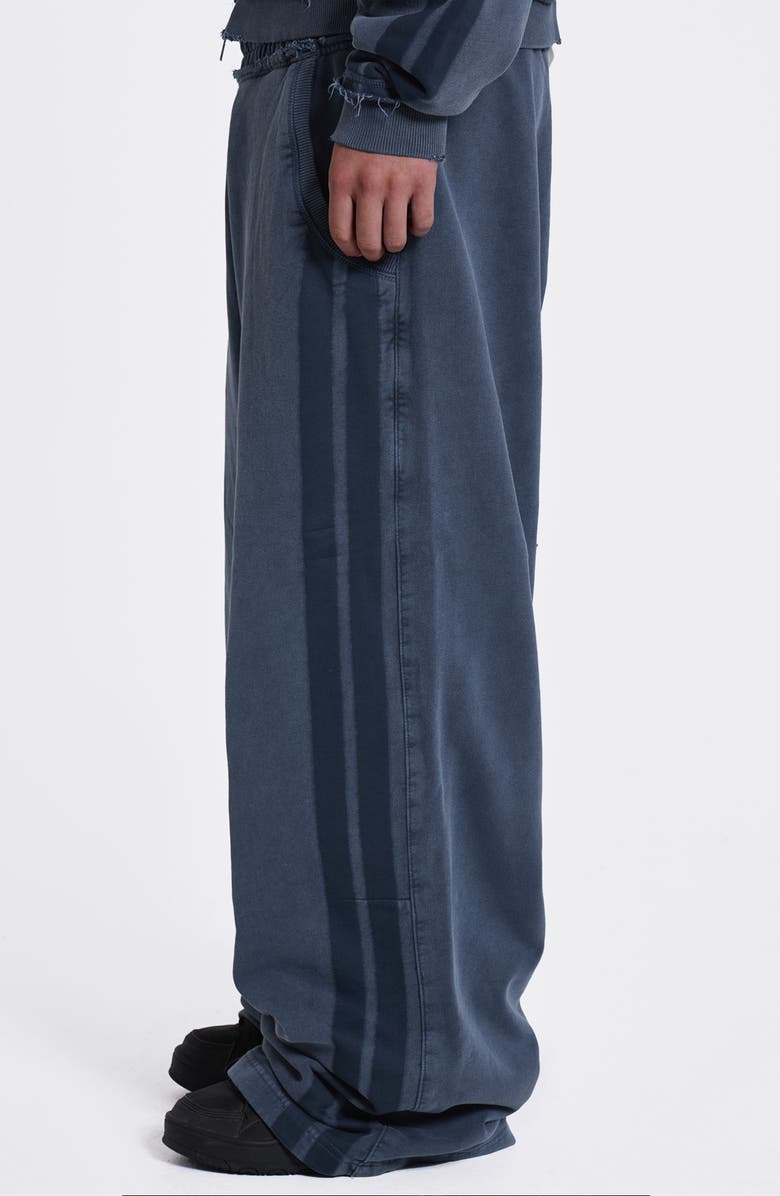 JADED LONDON Oversize Sporty Stripe Denim Wash Cotton Sweatpants, Alternate, color, Blue