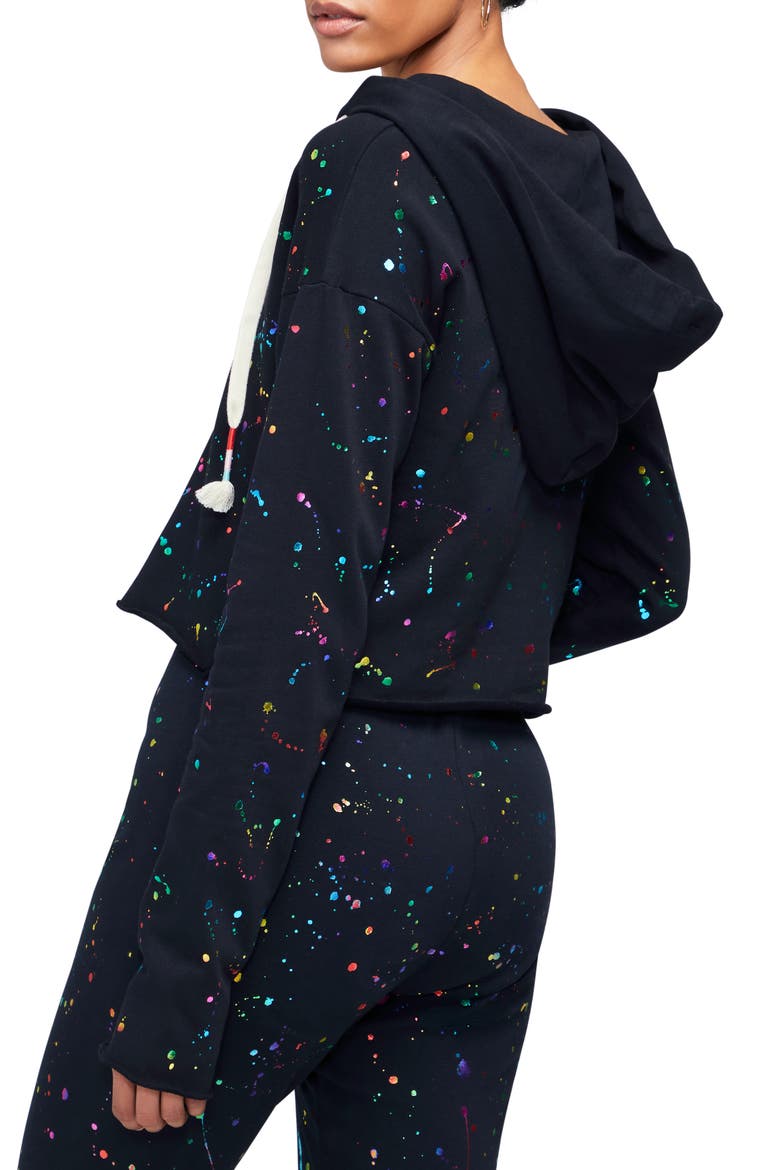 Ray Foil Splatter Cotton Blend Hoodie, Alternate, color, CLEAN BLACK